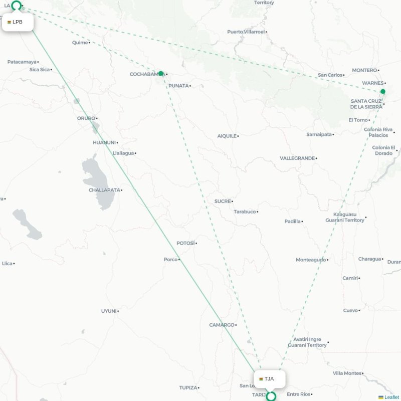 TJA - LPB route map