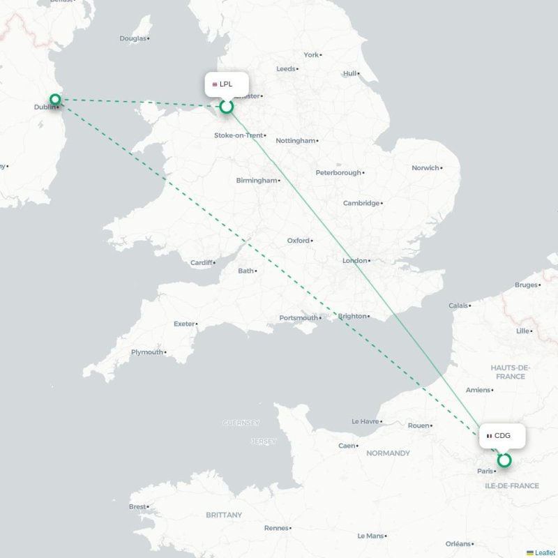 LPL - CDG route map