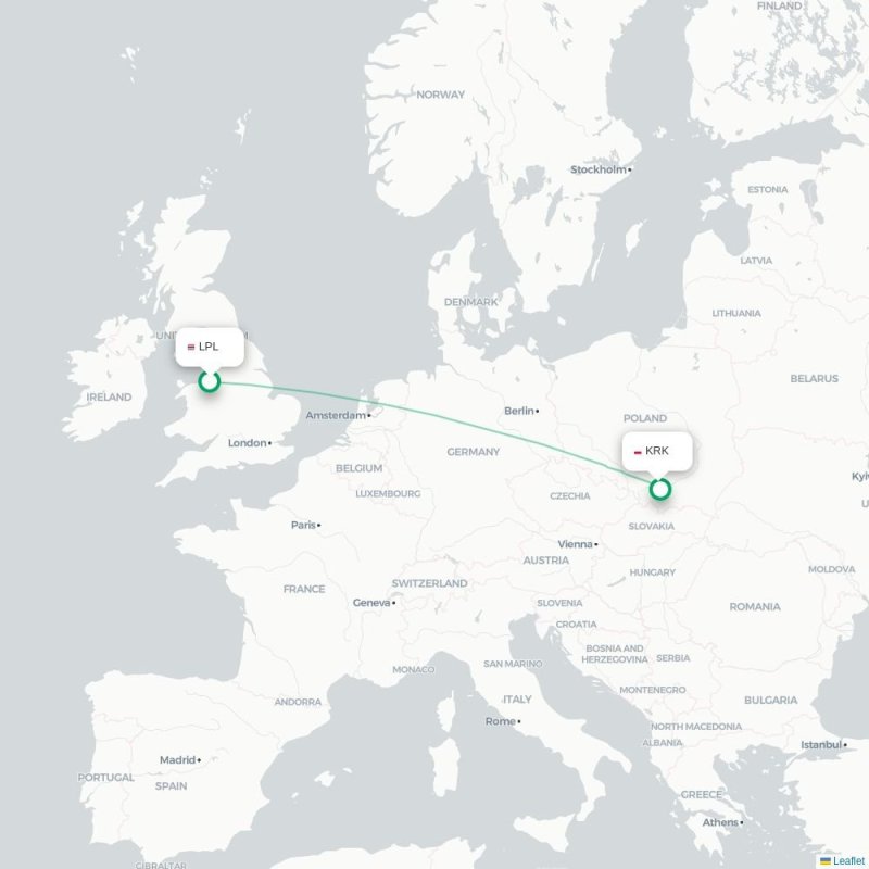 LPL - KRK route map