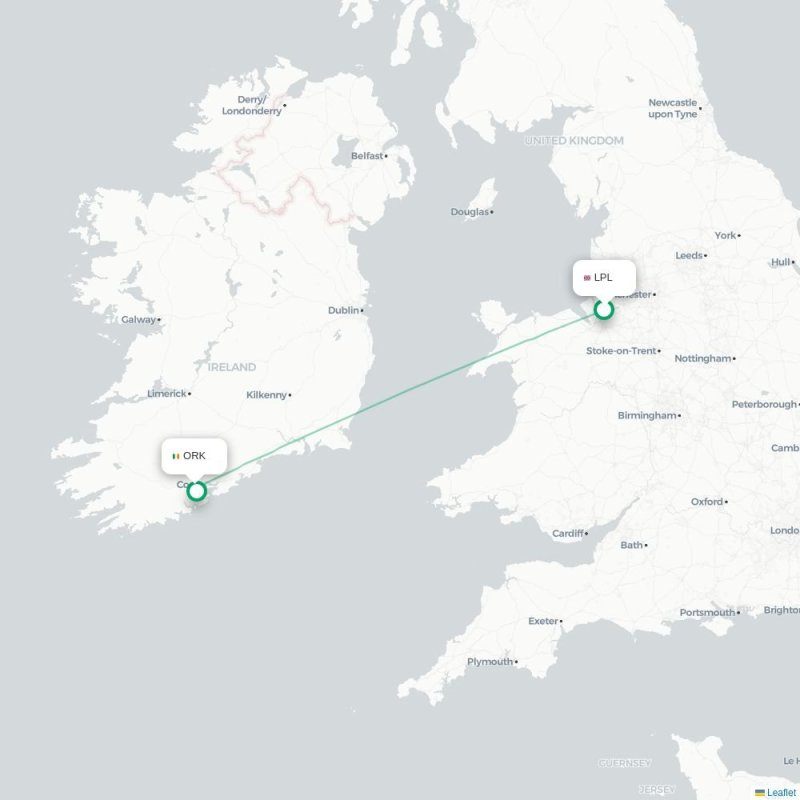 LPL - ORK route map