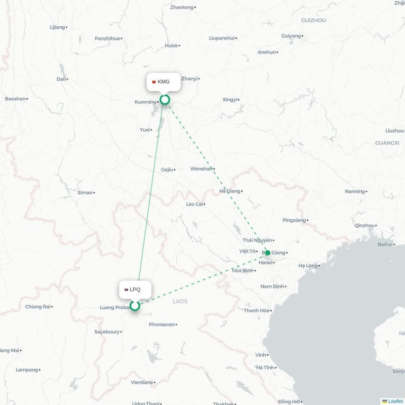 LPQ - KMG route map