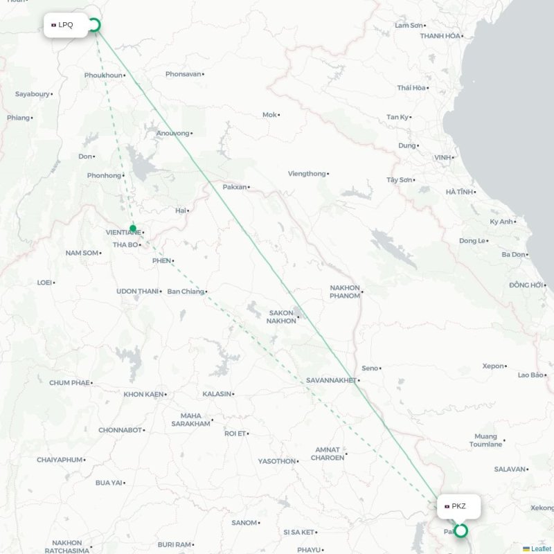 LPQ - PKZ route map
