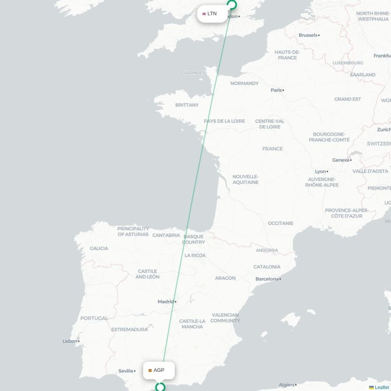 LTN - AGP route map