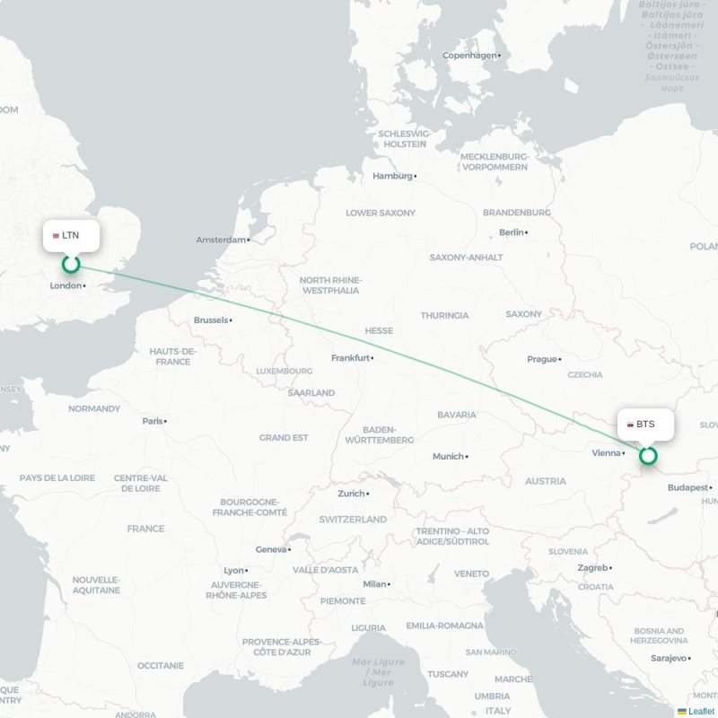 LTN - BTS route map
