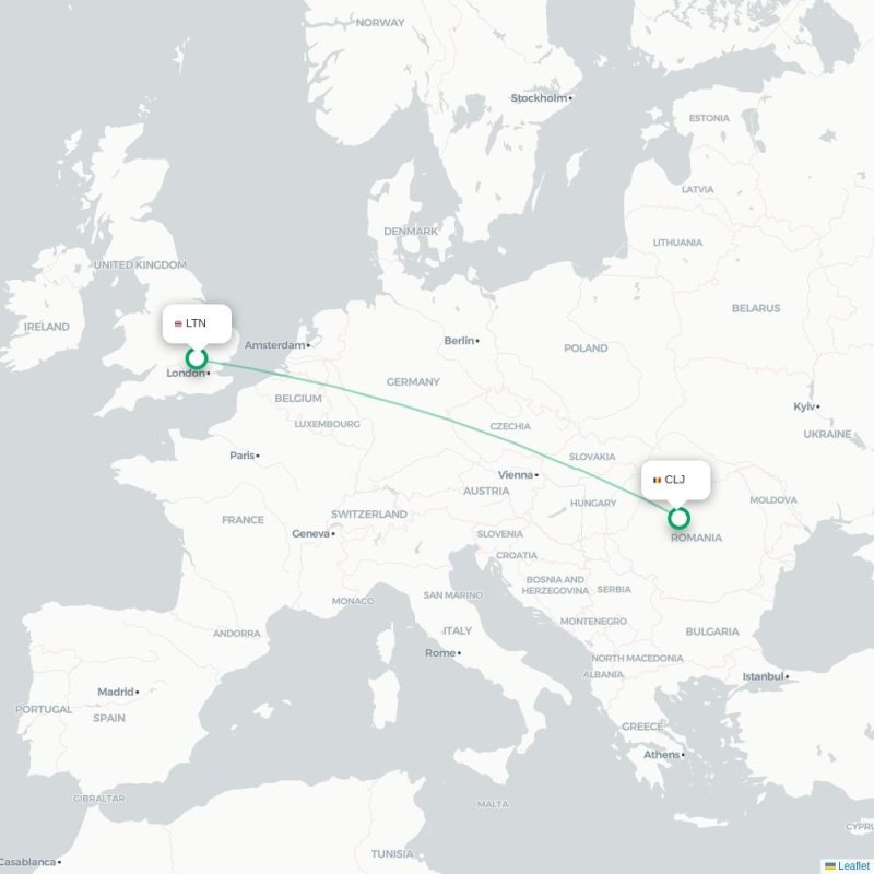 LTN - CLJ route map