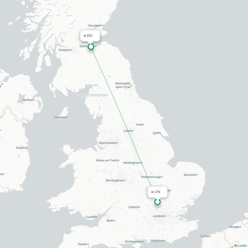 LTN - EDI route map