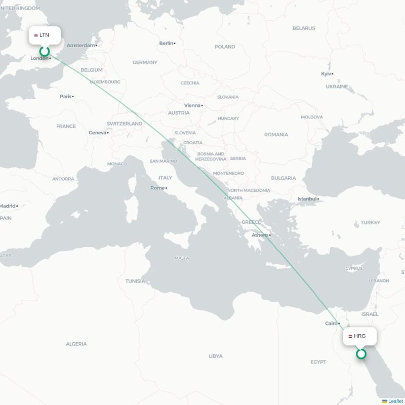 LTN - HRG route map