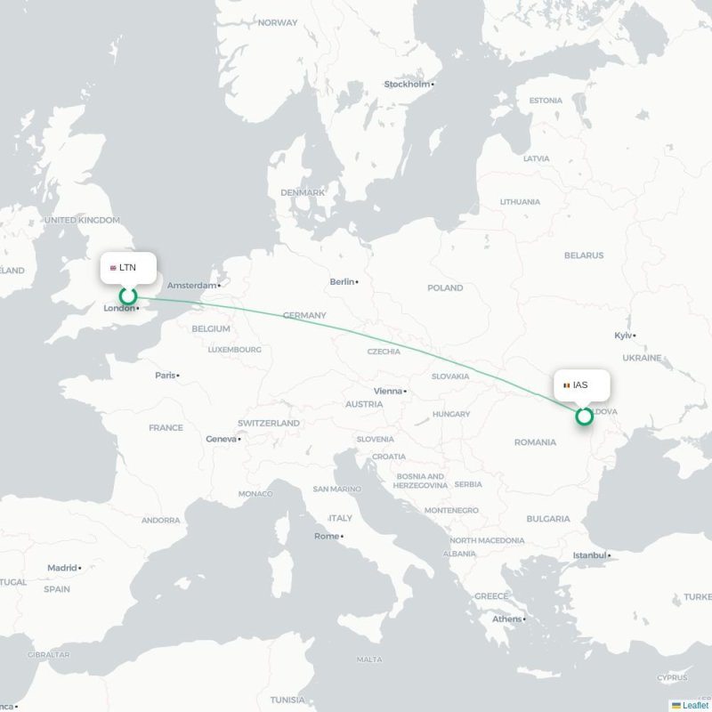 LTN - IAS route map