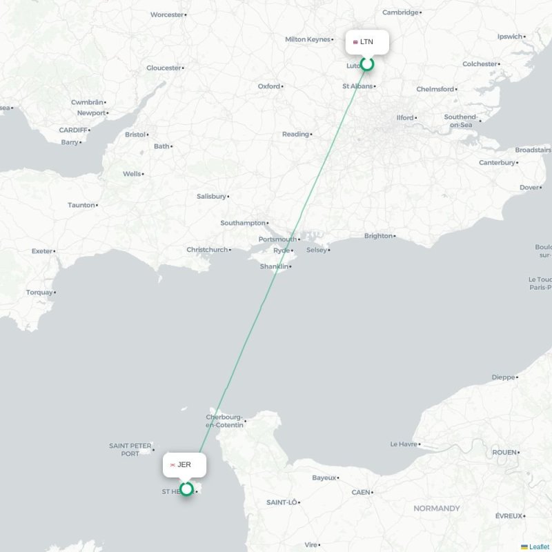 LTN - JER route map