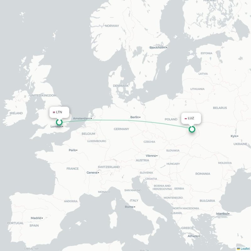 LTN - LUZ route map