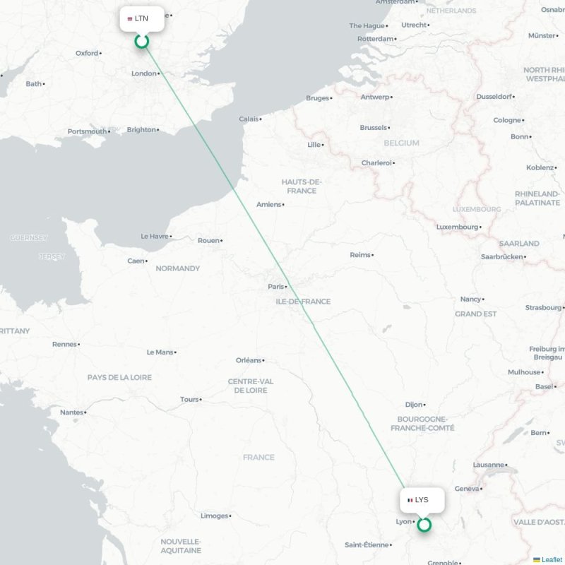 LTN - LYS route map
