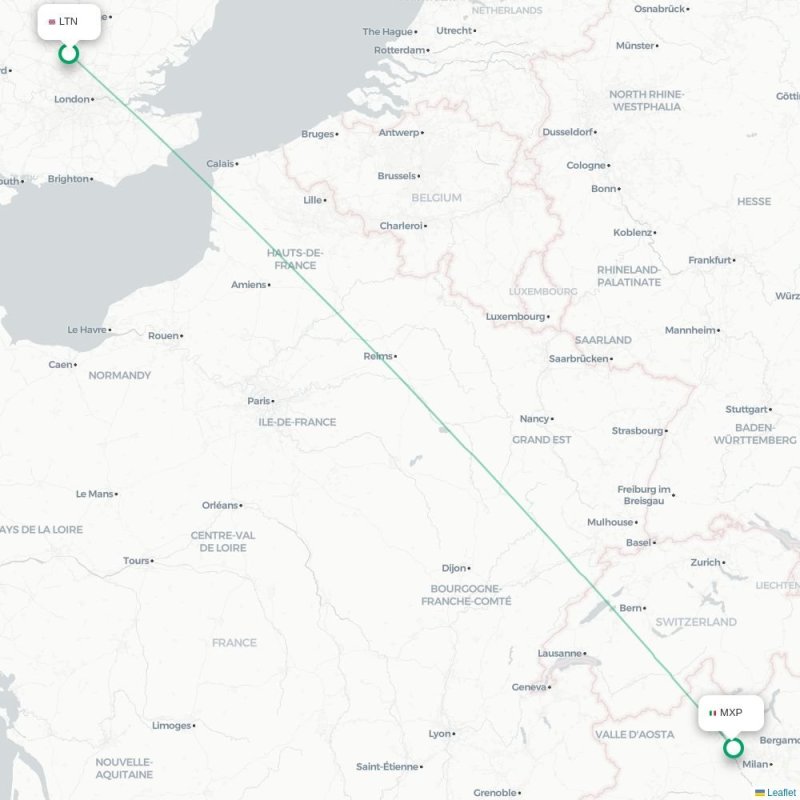 LTN - MXP route map