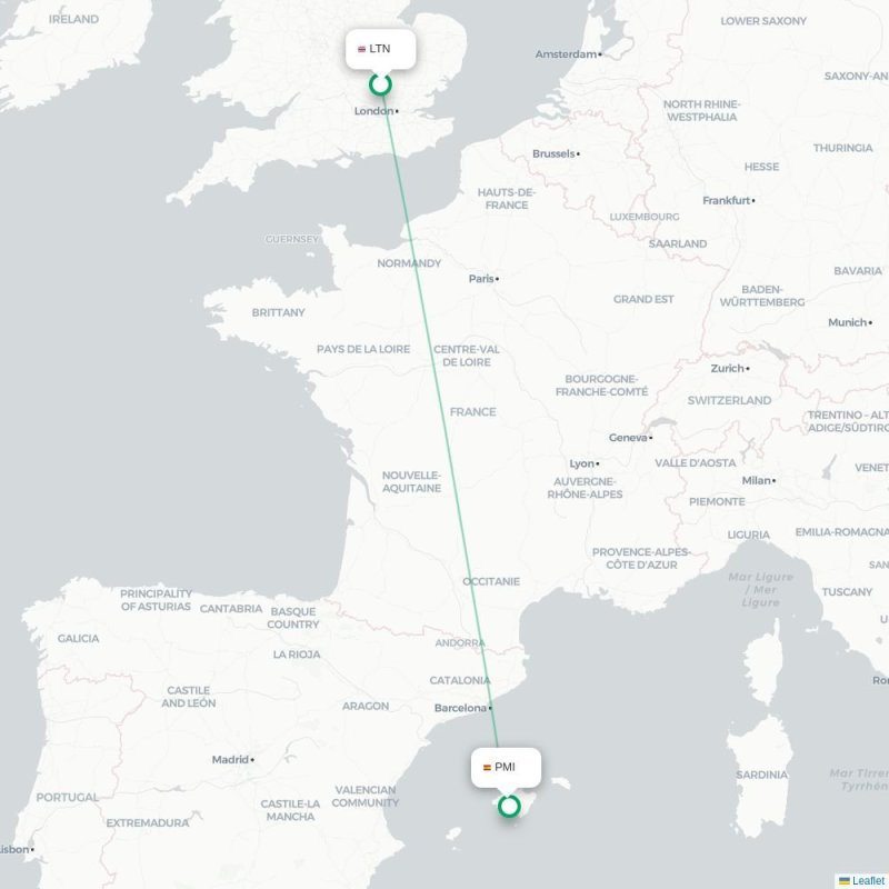 LTN - PMI route map