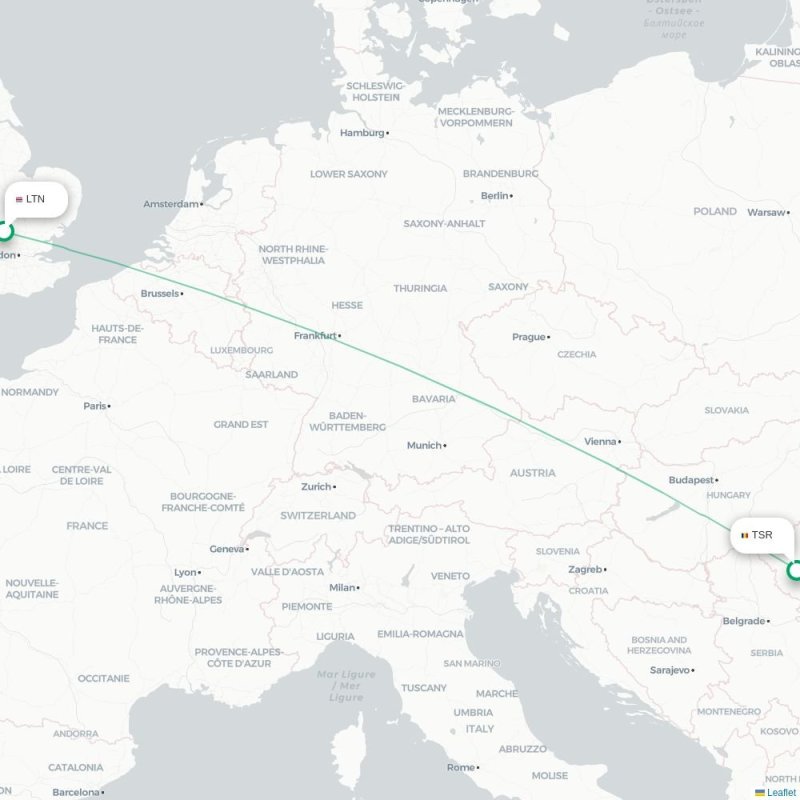 LTN - TSR route map