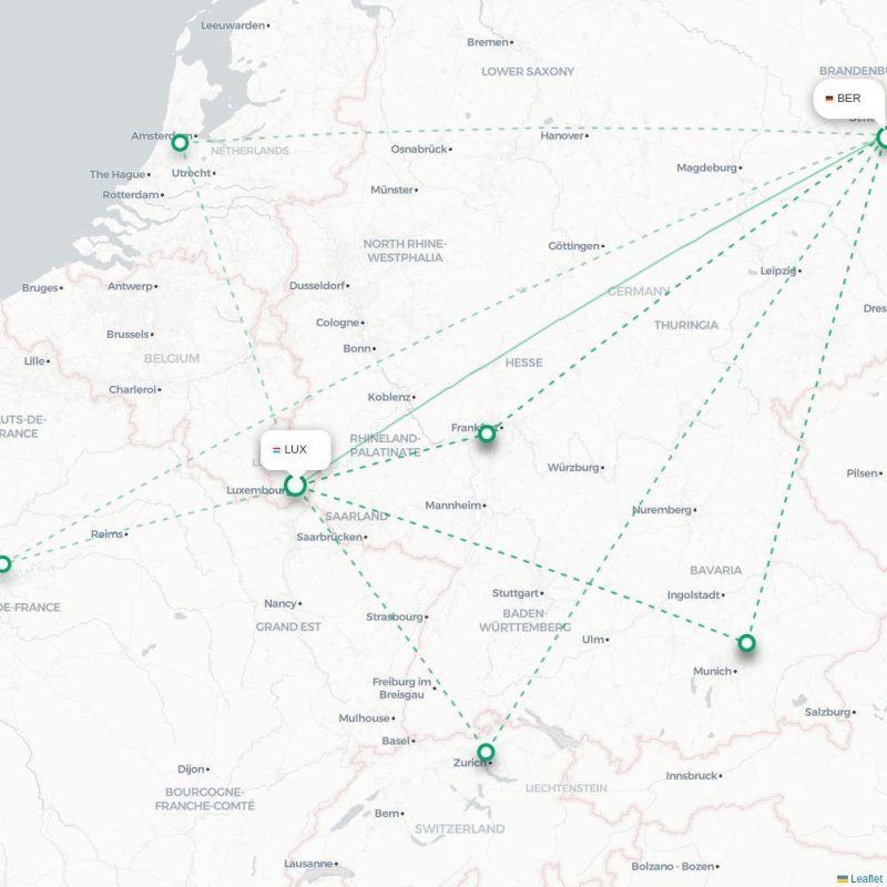 LUX - BER route map