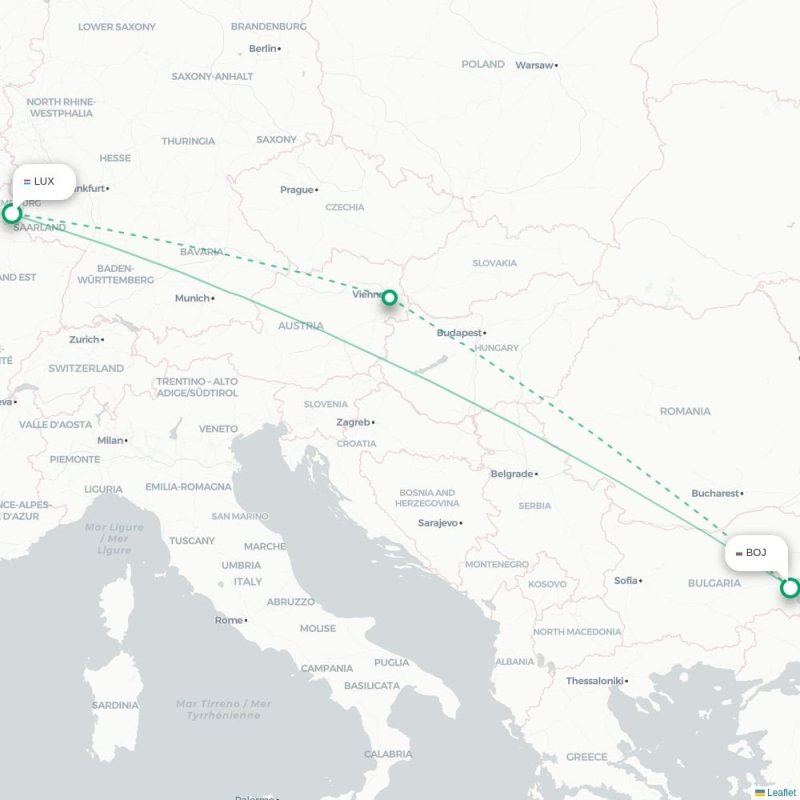 LUX - BOJ route map