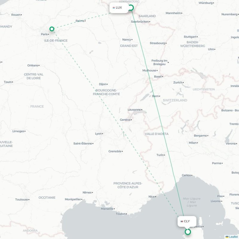 LUX - CLY route map