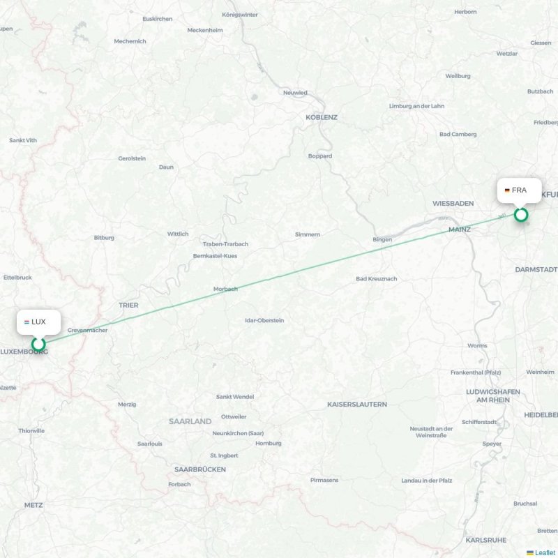 LUX - FRA route map