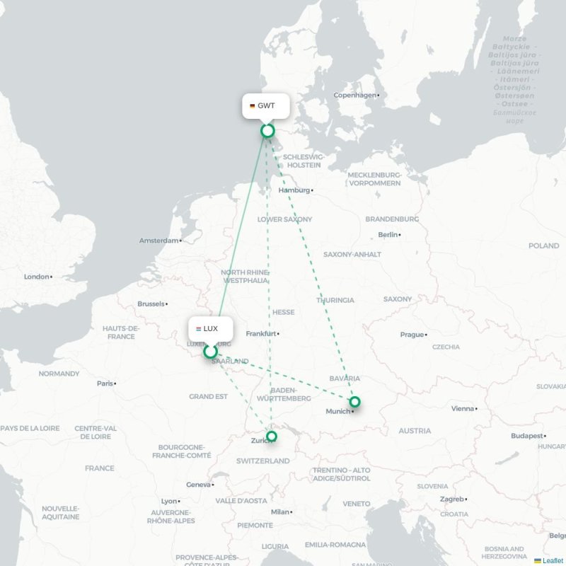 LUX - GWT route map