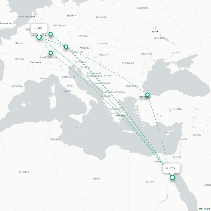 LUX - HRG route map
