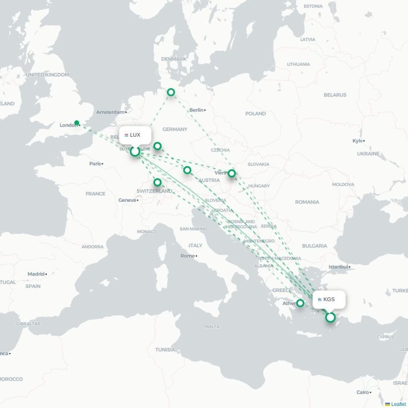 LUX - KGS route map