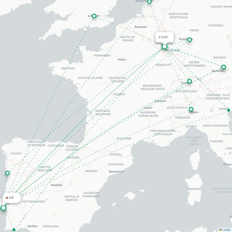 LUX - LIS route map