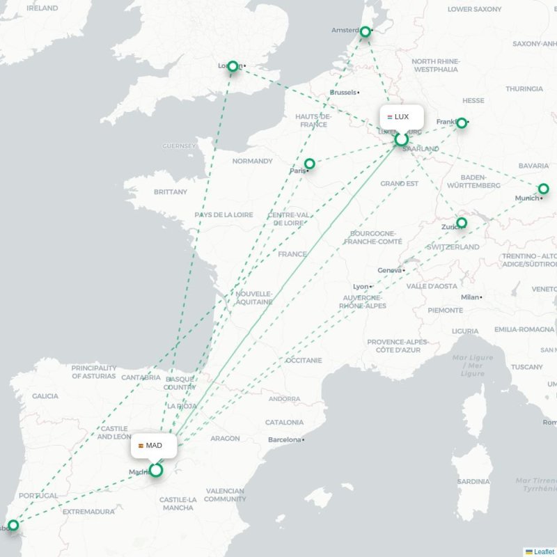 LUX - MAD route map