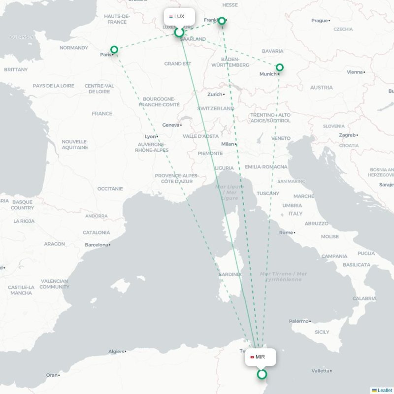 LUX - MIR route map