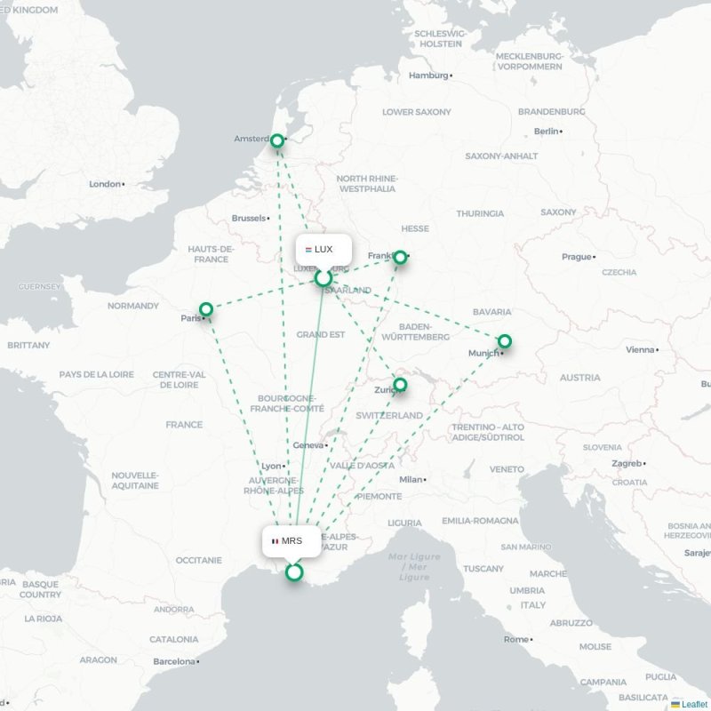 LUX - MRS route map