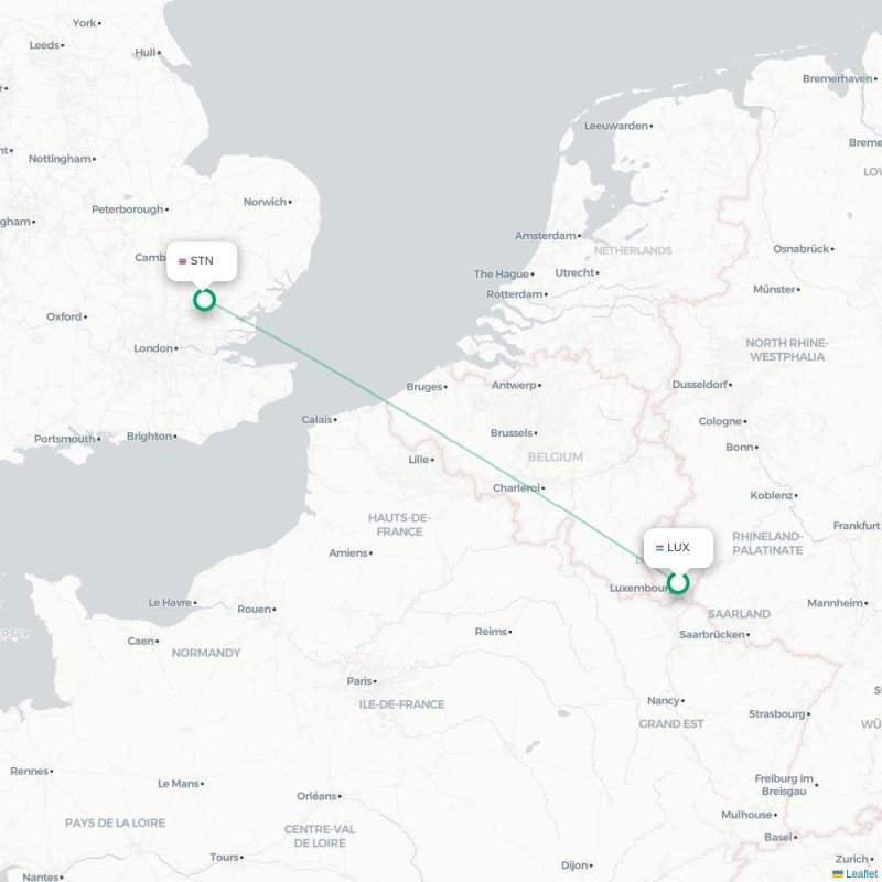 LUX - STN route map