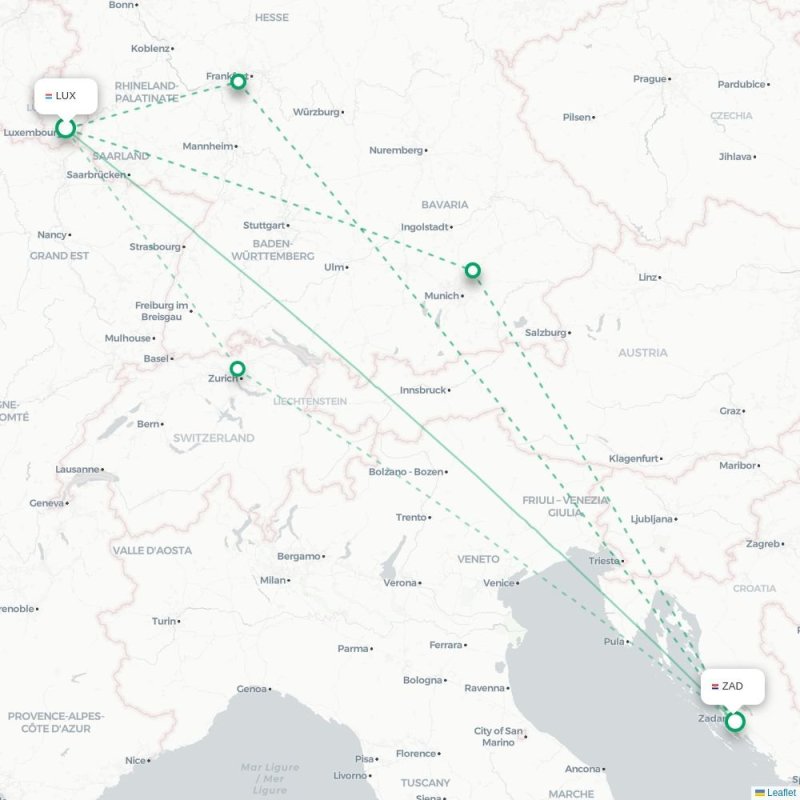 LUX - ZAD route map