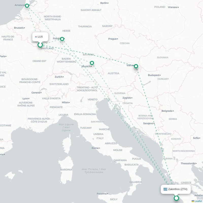 LUX - ZTH route map