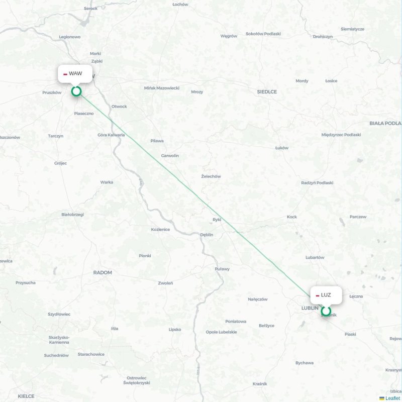 LUZ - WAW route map