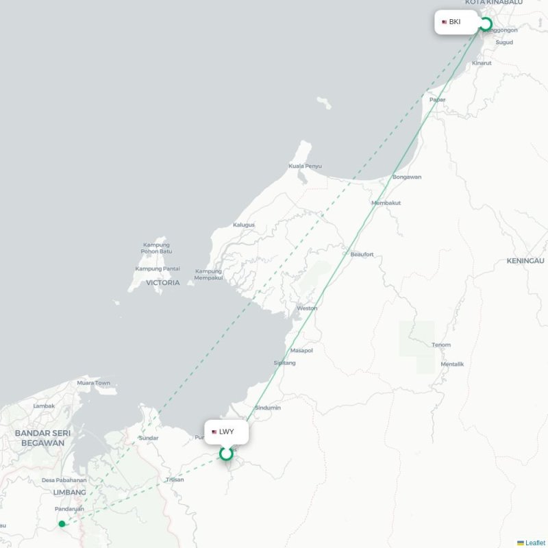 LWY - BKI route map