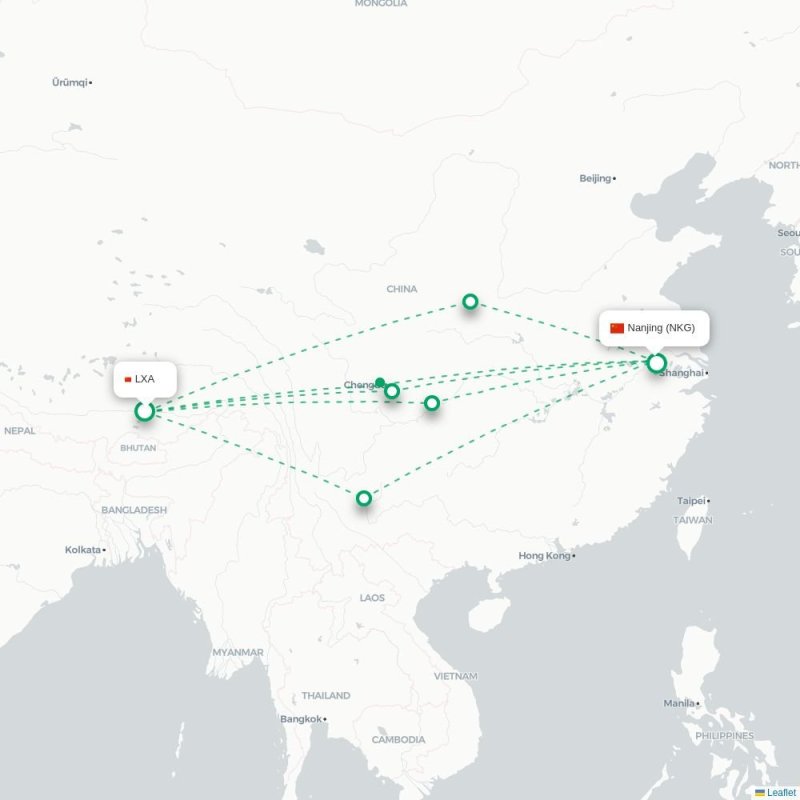 LXA - NKG route map