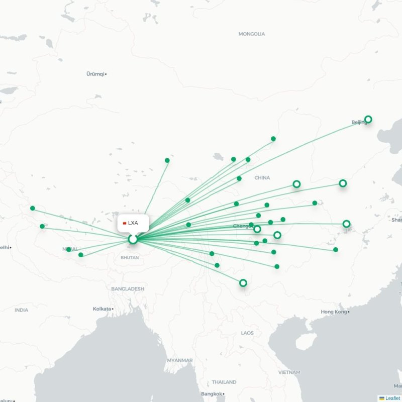 LXA - KWE route map