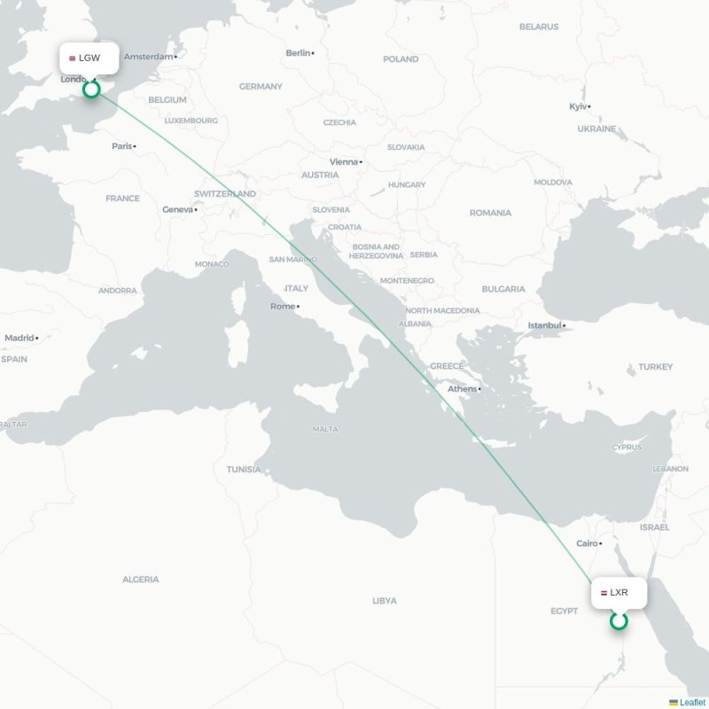 LXR - LGW route map