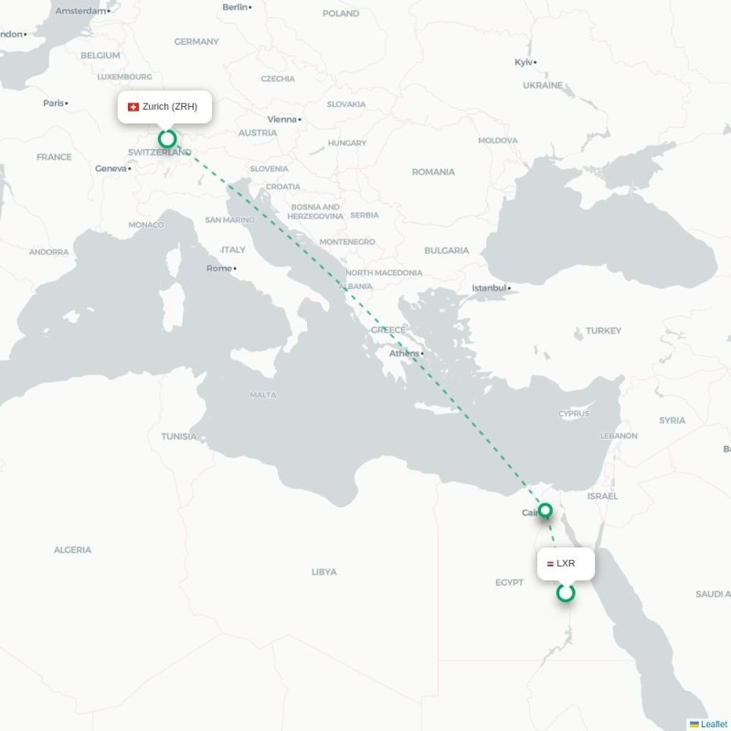 LXR - ZRH route map