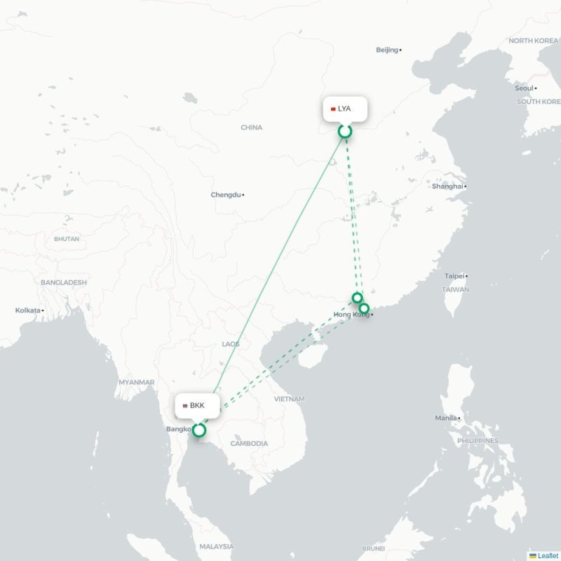 LYA - BKK route map