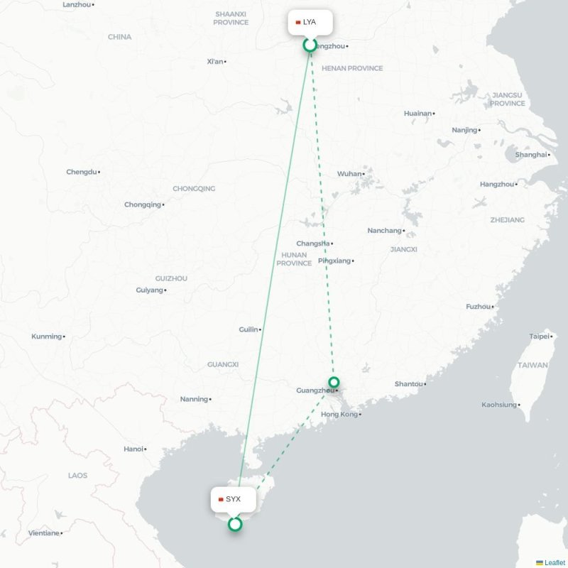 LYA - SYX route map