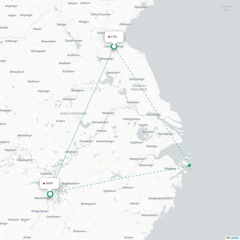 LYG - KHN route map