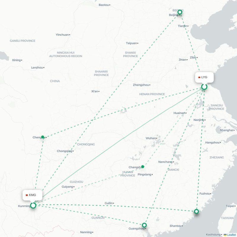 LYG - KMG route map
