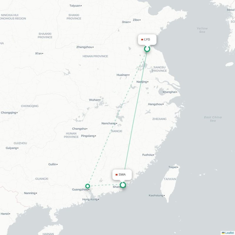 LYG - SWA route map