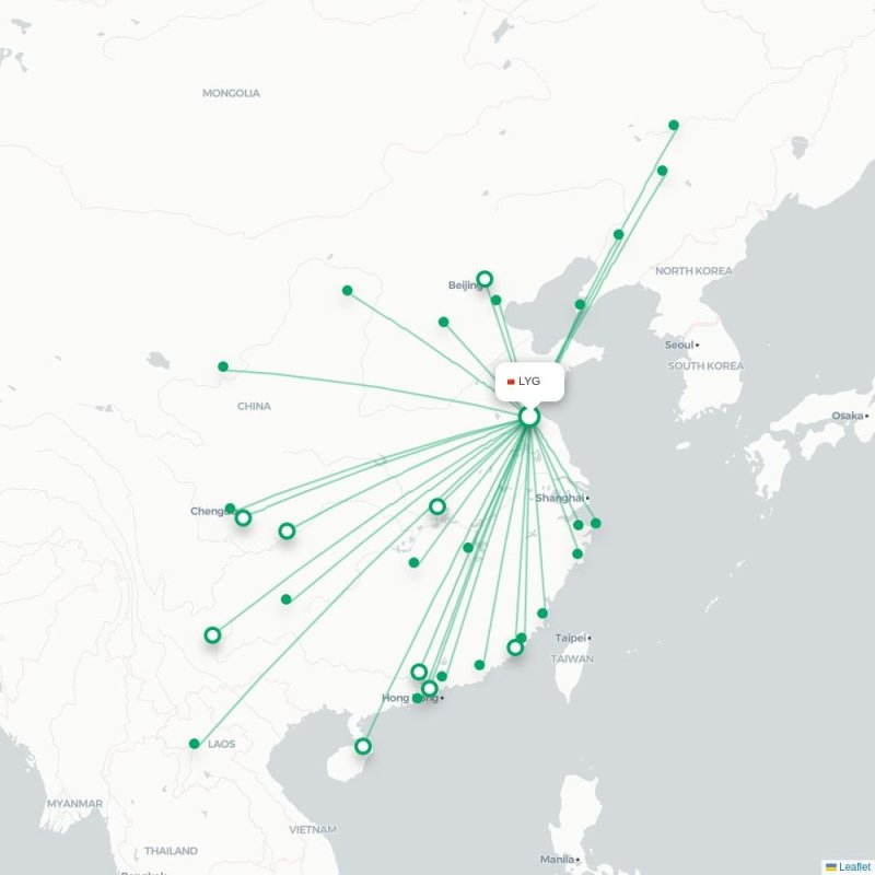 LYG - CGQ route map