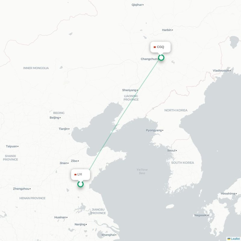 LYI - CGQ route map