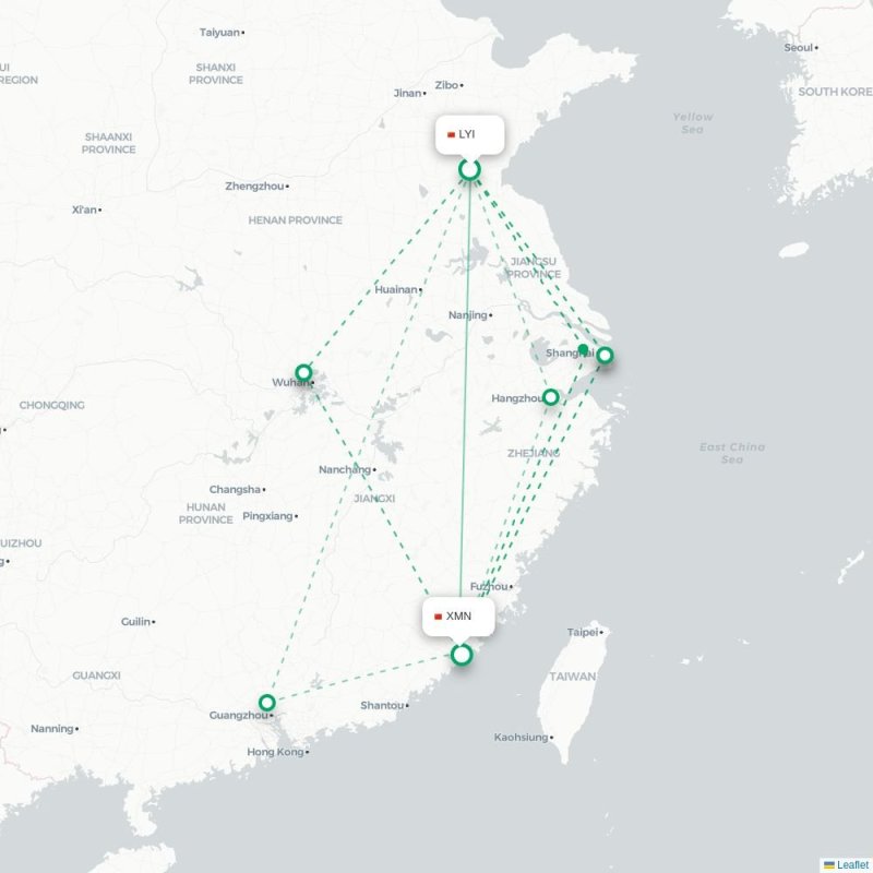 LYI - XMN route map