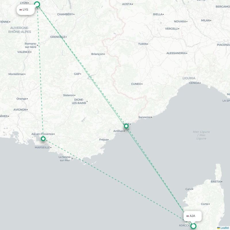 LYS - AJA route map