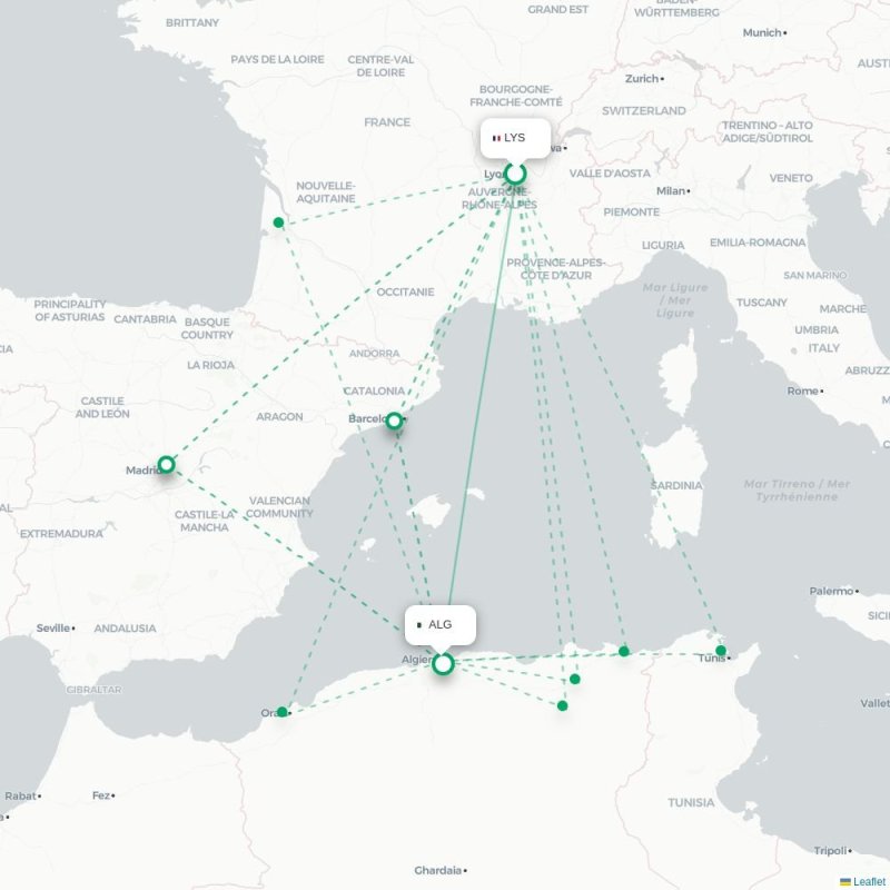 LYS - ALG route map