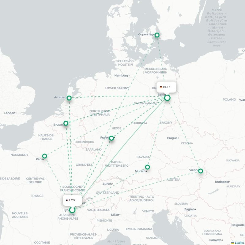 LYS - BER route map
