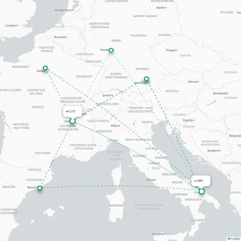 LYS - BRI route map